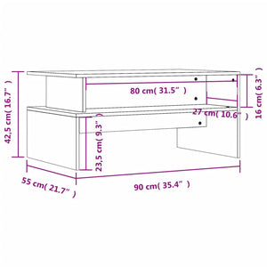 Tavolino da Salotto Nero 90x55x42,5 cm in Legno Multistrato 834279