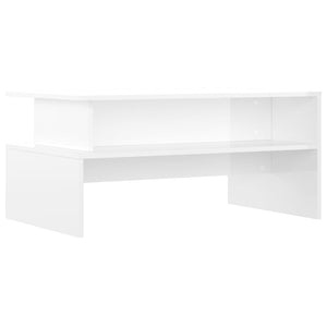 Tavolino Salotto Bianco Lucido 90x55x42,5 cm Legno Multistratocod mxl 106063