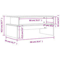 Tavolino Salotto Grigio Sonoma 90x55x42,5 cm Legno Multistrato 834284