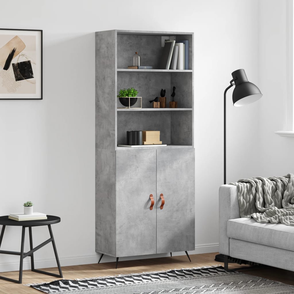 Credenza Grigio Cemento 69,5x34x180 cm in Legno Multistrato 3189225