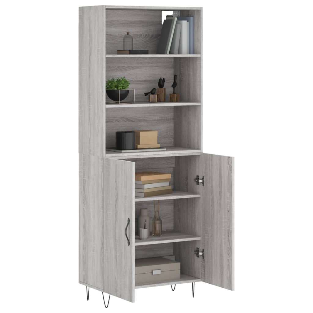 Credenza Grigio Sonoma 69,5x34x180 cm in Legno Multistrato 3189251