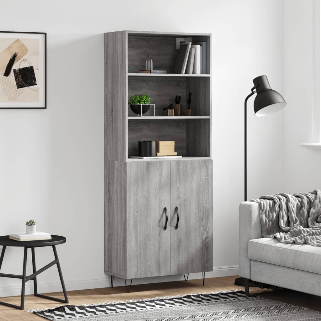 Credenza Grigio Sonoma 69,5x34x180 cm in Legno Multistrato 3189251