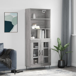 Credenza Grigio Sonoma 69,5x34x180 cm in Legno Multistratocod mxl 125481