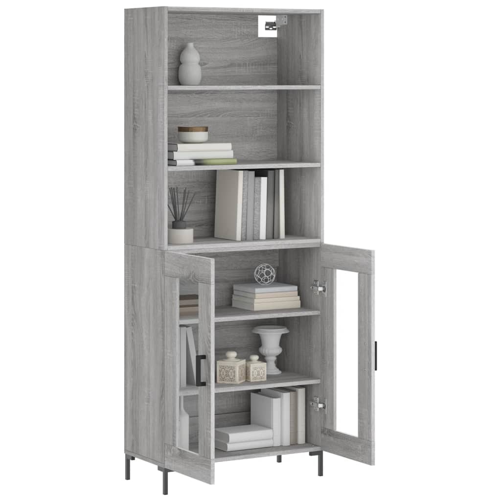 Credenza Grigio Sonoma 69,5x34x180 cm in Legno Multistrato 3189323