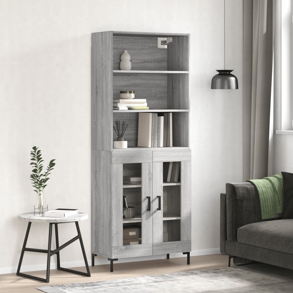 Credenza Grigio Sonoma 69,5x34x180 cm in Legno Multistrato 3189323