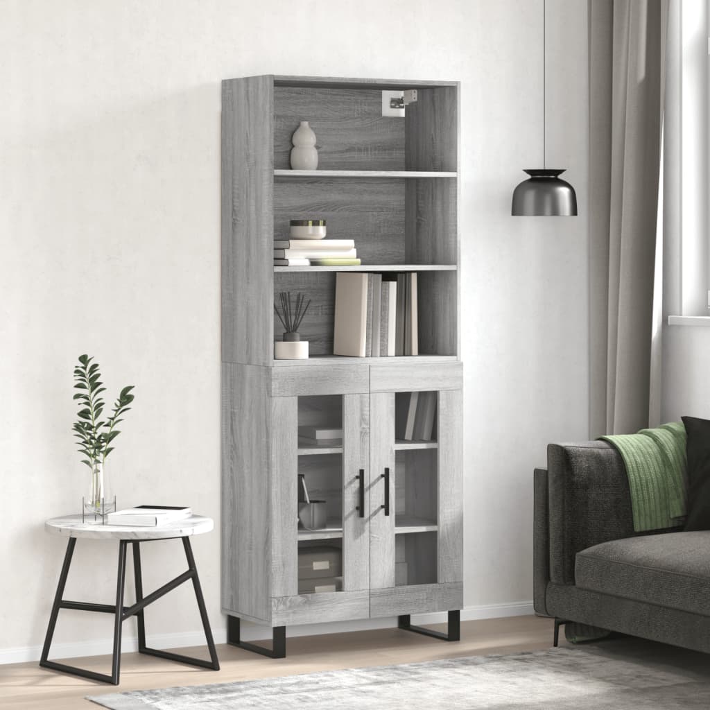 Credenza Grigio Sonoma 69,5x34x180 cm in Legno Multistrato 3189347