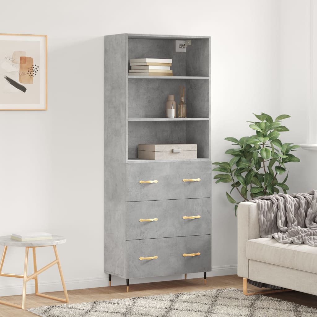 Credenza Grigio Cemento 69,5x34x180 cm in Legno Multistrato 3189361