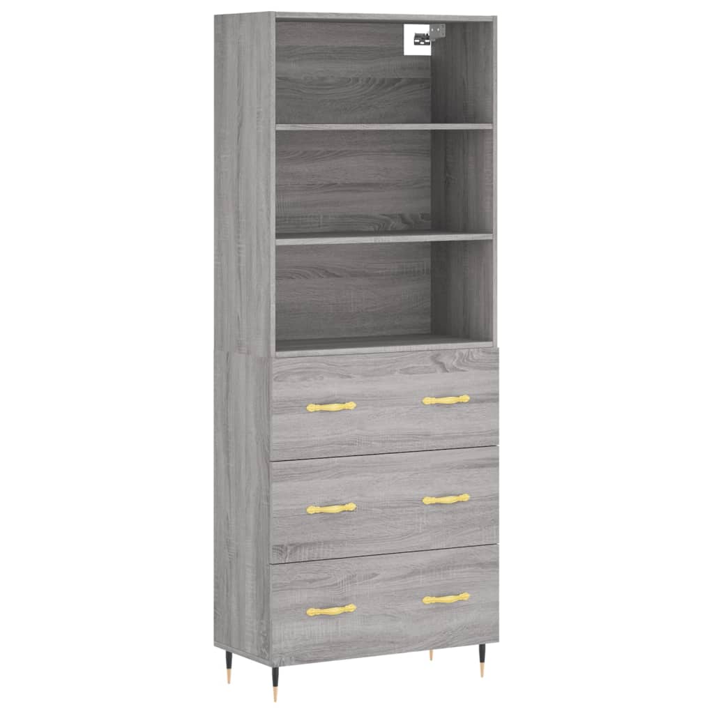 Credenza Grigio Sonoma 69,5x34x180 cm in Legno Multistrato 3189363