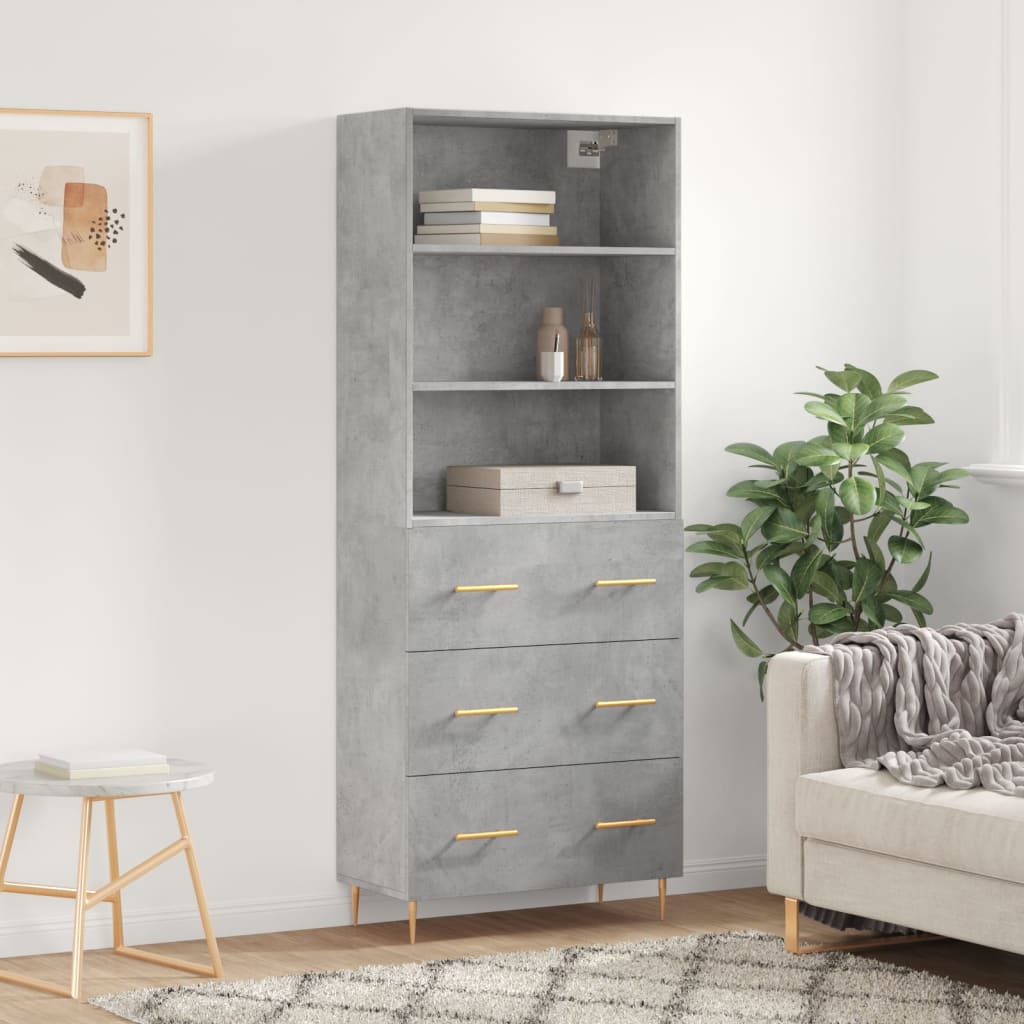 Credenza Grigio Cemento 69,5x34x180 cm in Legno Multistratocod mxl 125537