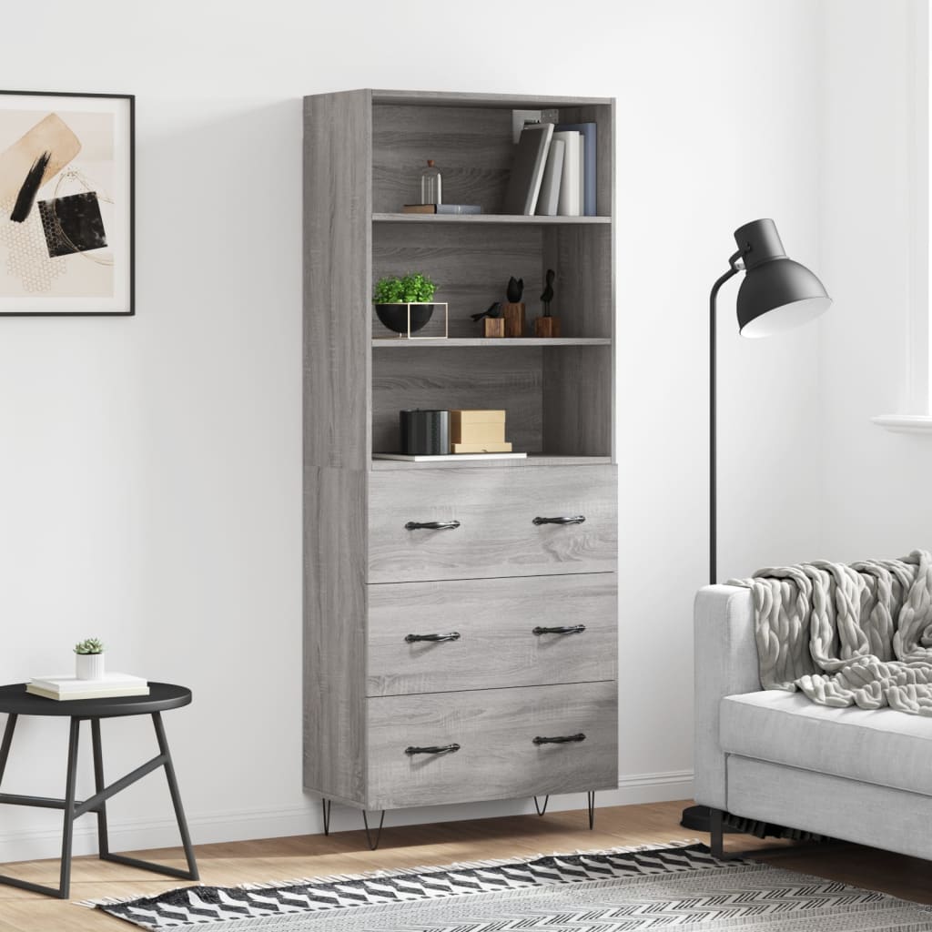 Credenza Grigio Sonoma 69,5x34x180 cm in Legno Multistratocod mxl 77443