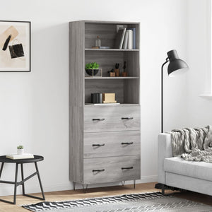 Credenza Grigio Sonoma 69,5x34x180 cm in Legno Multistratocod mxl 77443