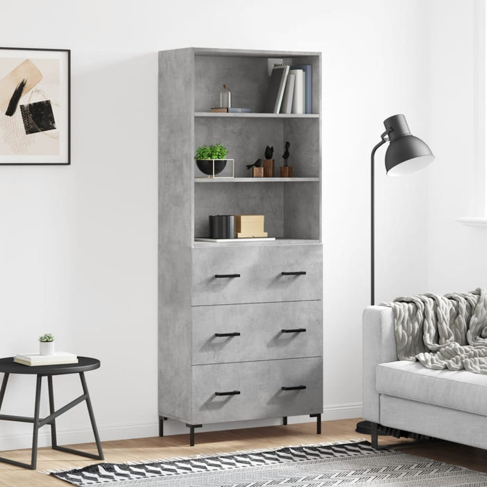 Credenza Grigio Cemento 69,5x34x180 cm in Legno Multistrato 3189385