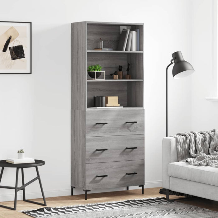 Credenza Grigio Sonoma 69,5x34x180 cm in Legno Multistrato 3189387