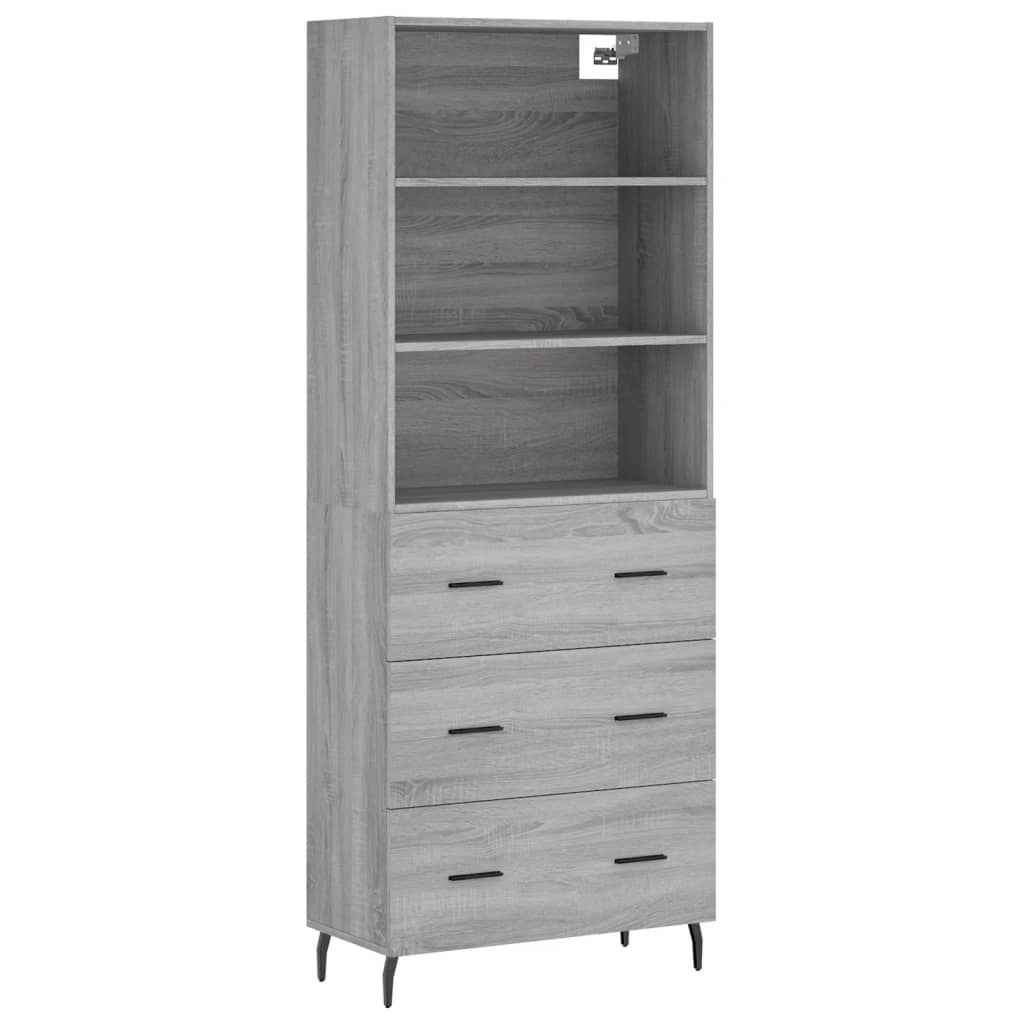 Credenza Grigio Sonoma 69,5x34x180 cm in Legno Multistrato 3189403