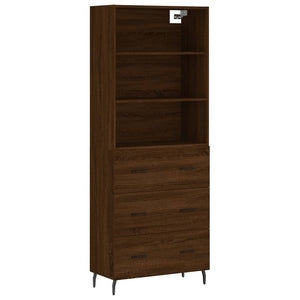 Credenza Rovere Marrone 69,5x34x180 cm in Legno Multistrato 3189404