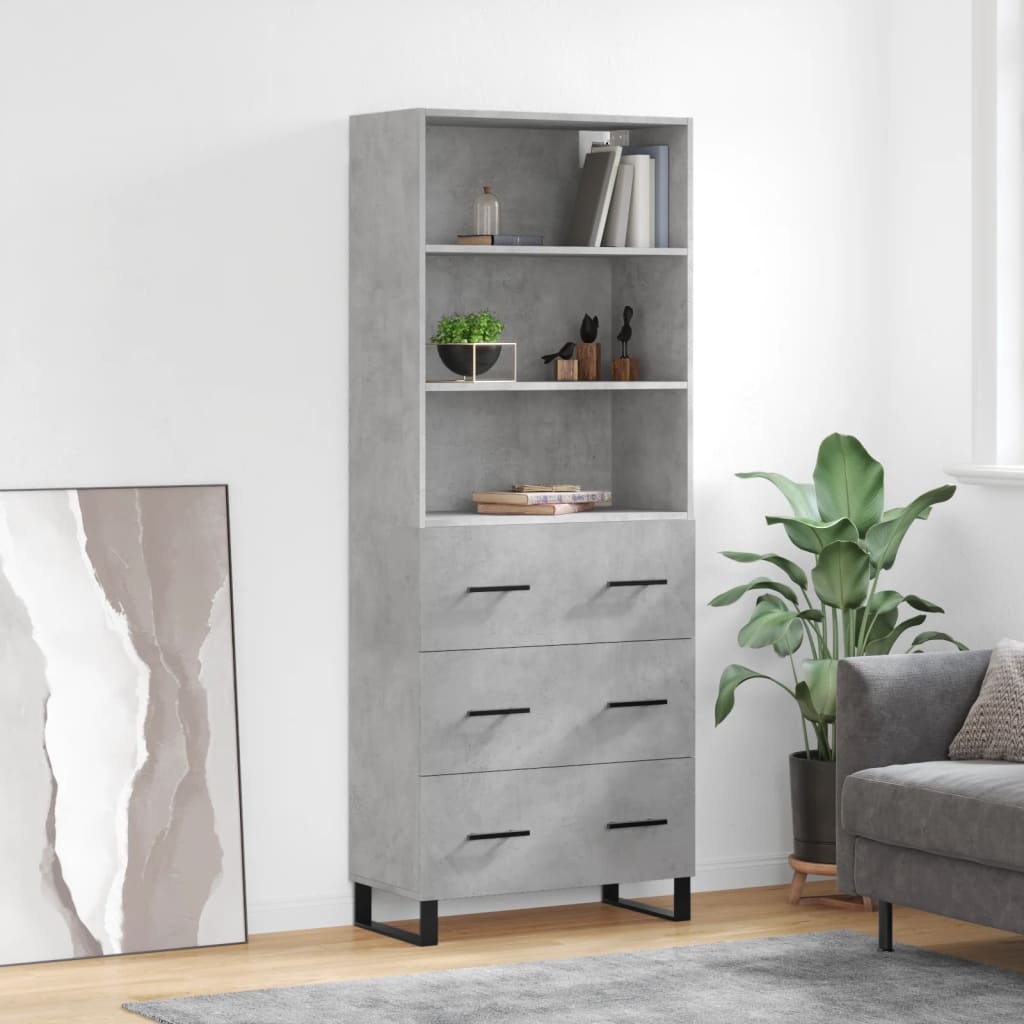 Credenza Grigio Cemento 69,5x34x180 cm in Legno Multistrato 3189409