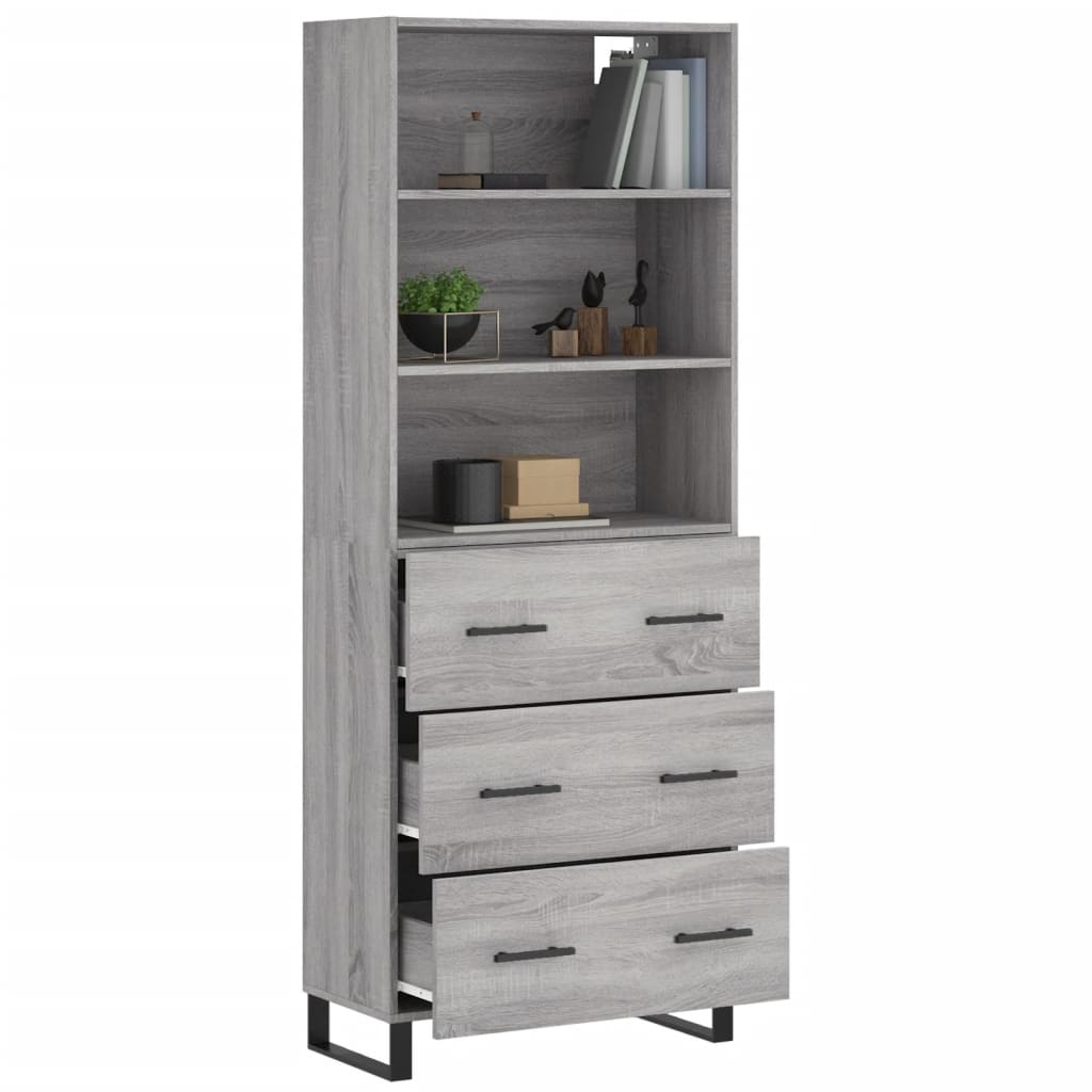 Credenza Grigio Sonoma 69,5x34x180 cm in Legno Multistrato 3189411