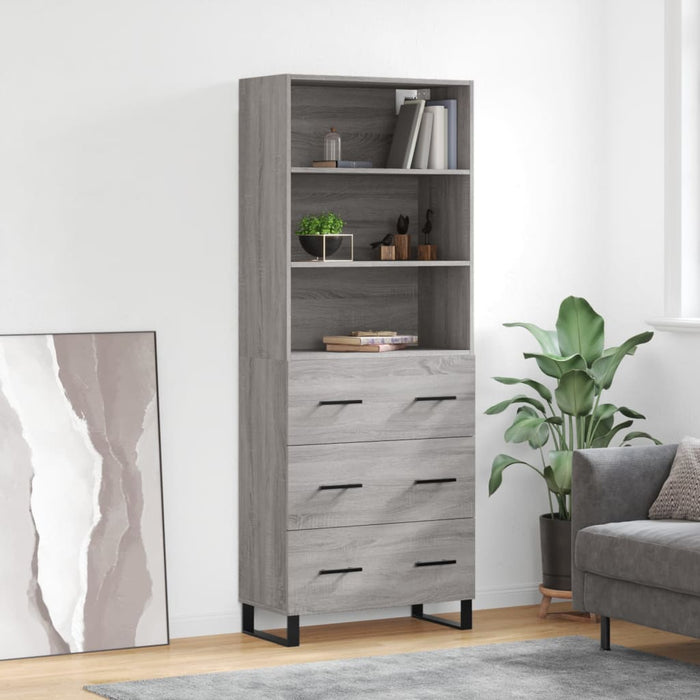 Credenza Grigio Sonoma 69,5x34x180 cm in Legno Multistrato 3189411