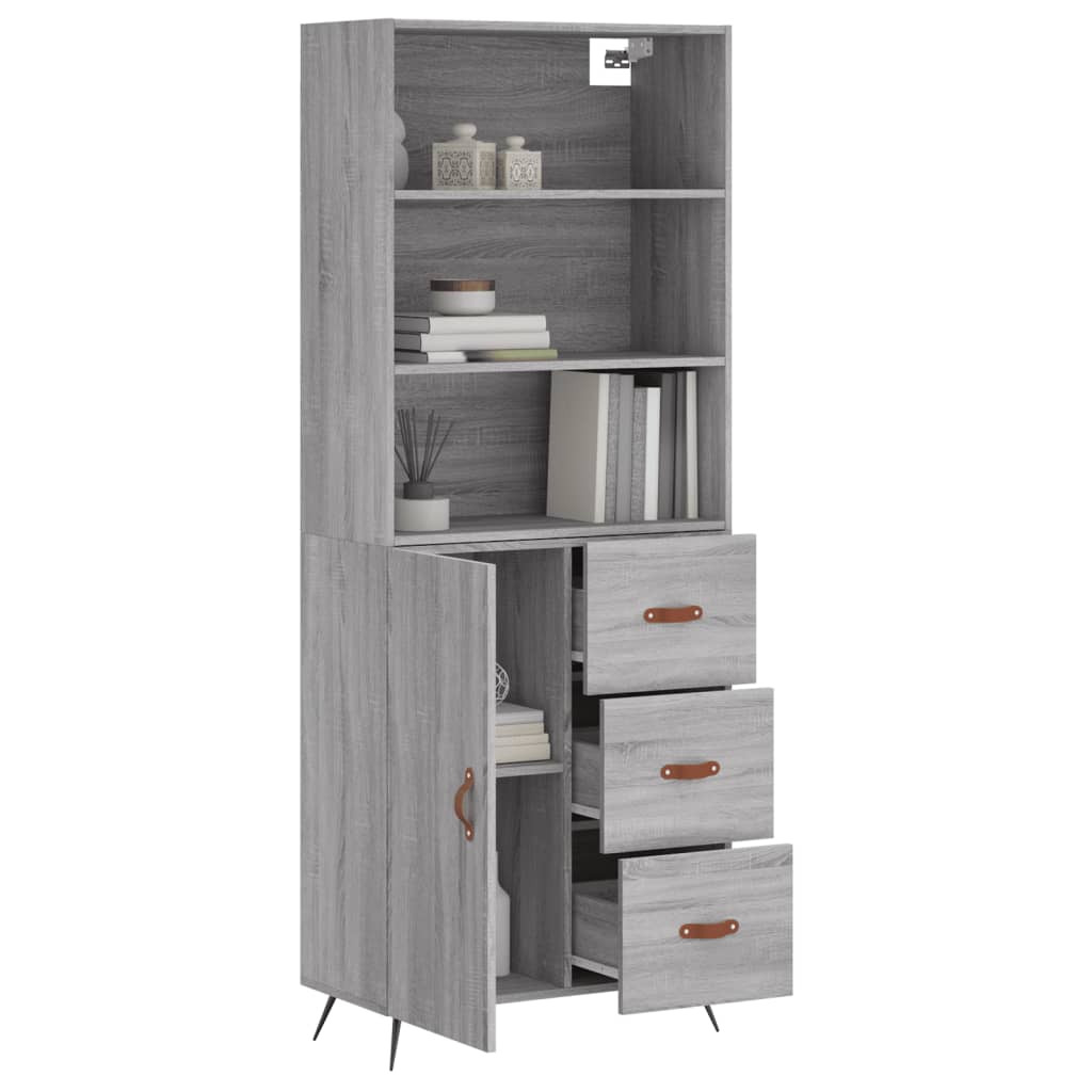 Credenza Grigio Sonoma 69,5x34x180 cm in Legno Multistrato 3189419