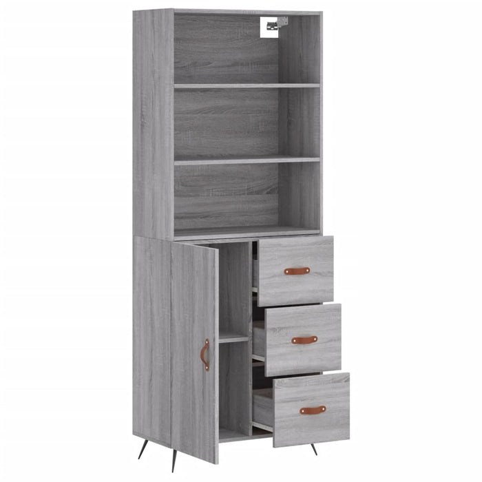 Credenza Grigio Sonoma 69,5x34x180 cm in Legno Multistrato 3189419