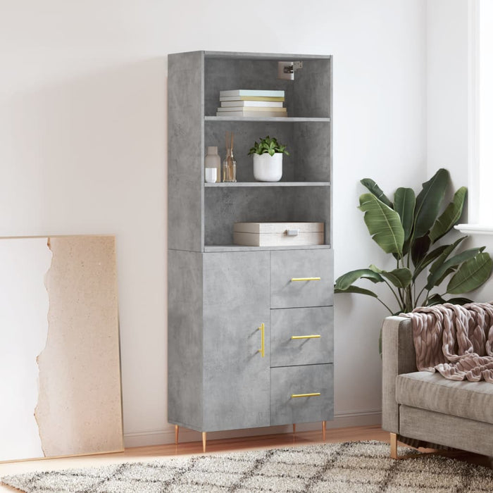 Credenza Grigio Cemento 69,5x34x180 cm in Legno Multistrato 3189433