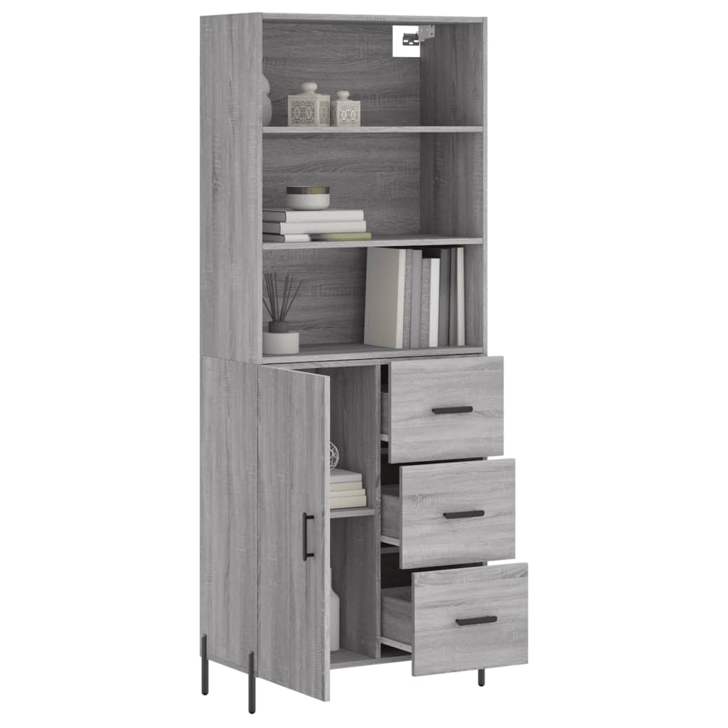 Credenza Grigio Sonoma 69,5x34x180 cm in Legno Multistrato 3189459