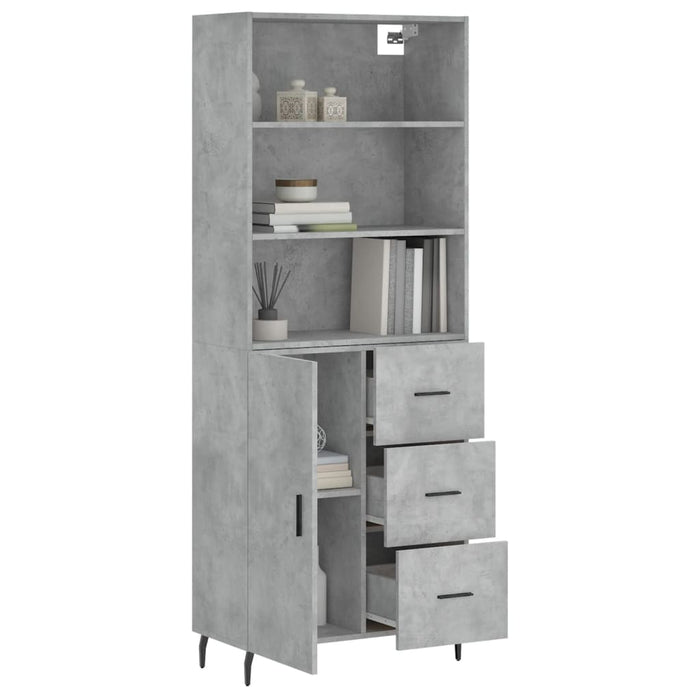 Credenza Grigio Cemento 69,5x34x180 cm in Legno Multistrato 3189465