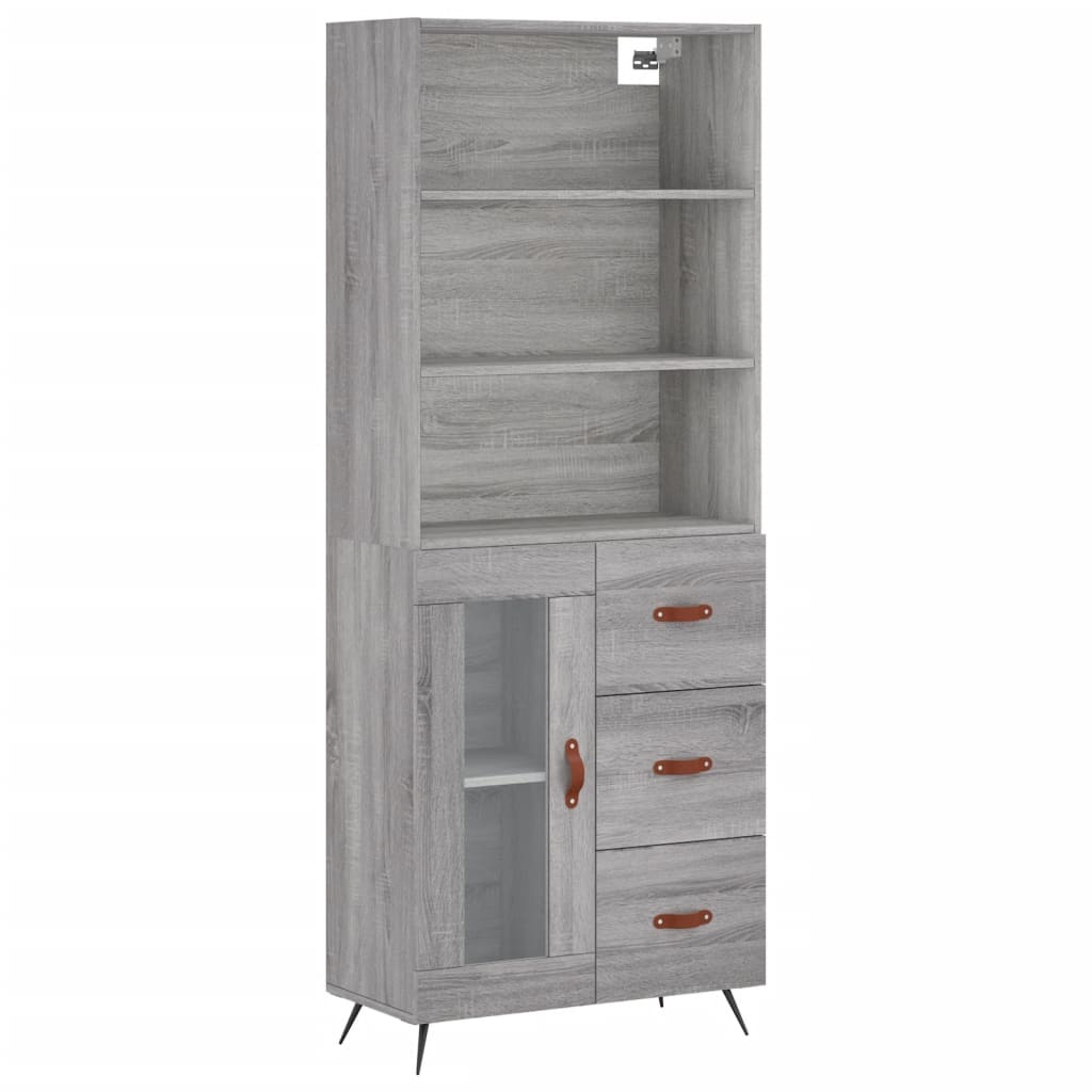 Credenza Grigio Sonoma 69,5x34x180 cm in Legno Multistrato 3189483