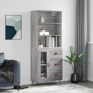 Credenza Grigio Sonoma 69,5x34x180 cm in Legno Multistrato 3189483