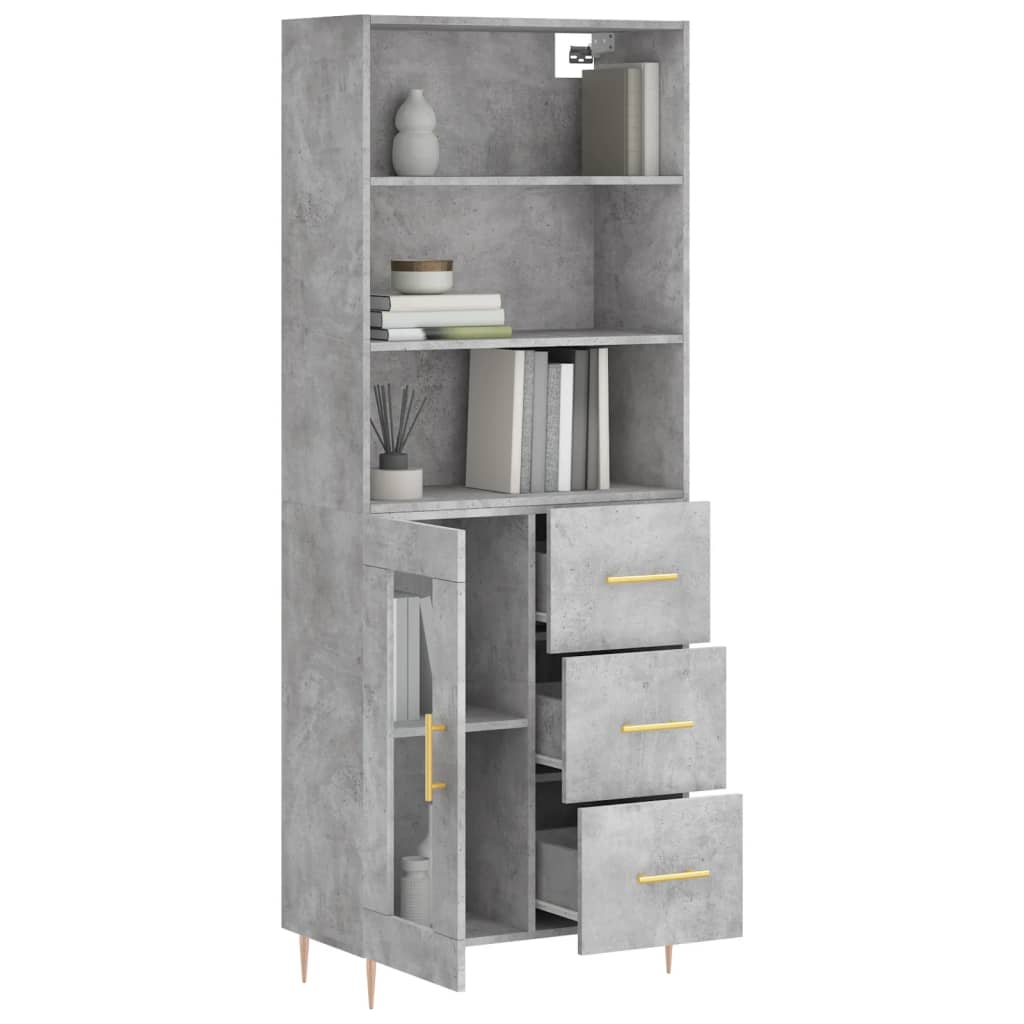 Credenza Grigio Cemento 69,5x34x180 cm in Legno Multistratocod mxl 77453