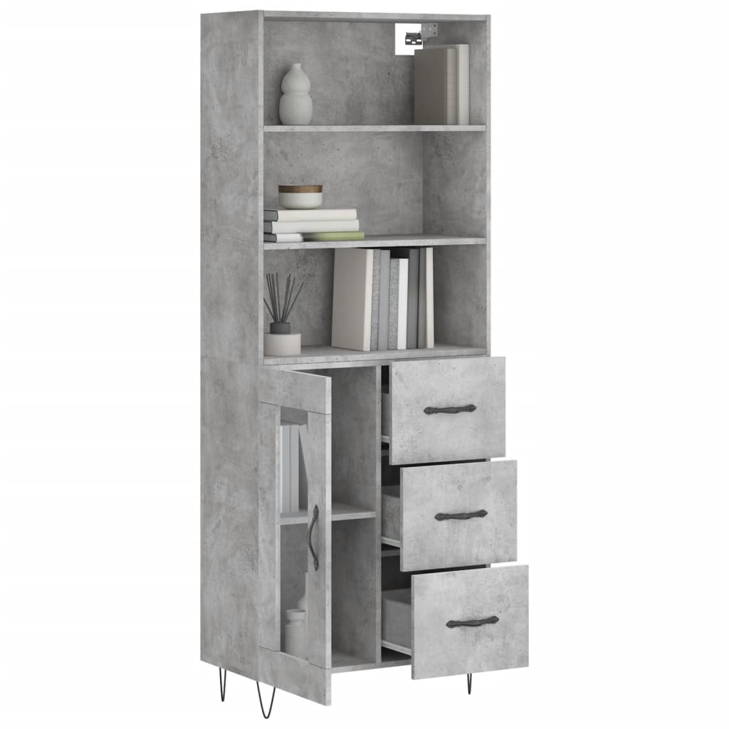 Credenza Grigio Cemento 69,5x34x180 cm in Legno Multistrato 3189505