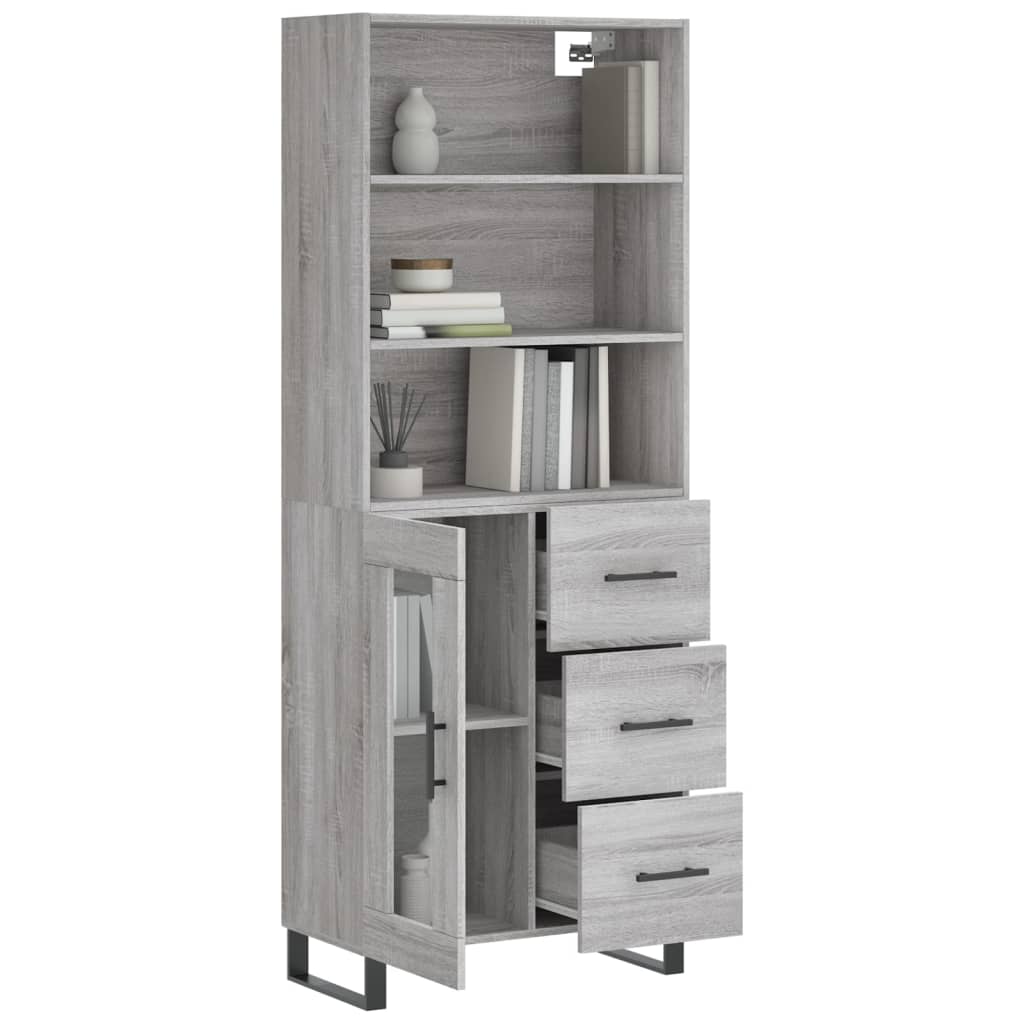 Credenza Grigio Sonoma 69,5x34x180 cm in Legno Multistrato 3189539