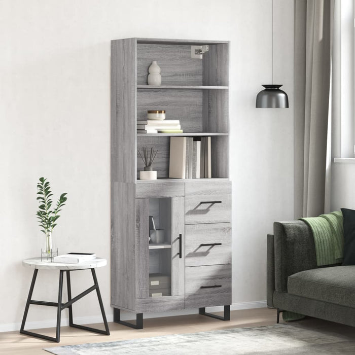 Credenza Grigio Sonoma 69,5x34x180 cm in Legno Multistrato 3189539