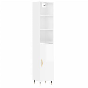 Credenza 34,5x34x180 cm in Legno Multistrato Bianco Lucidocod mxl 101539