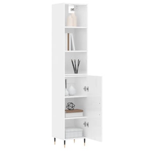 Credenza 34,5x34x180 cm in Legno Multistrato Bianco Lucidocod mxl 101539