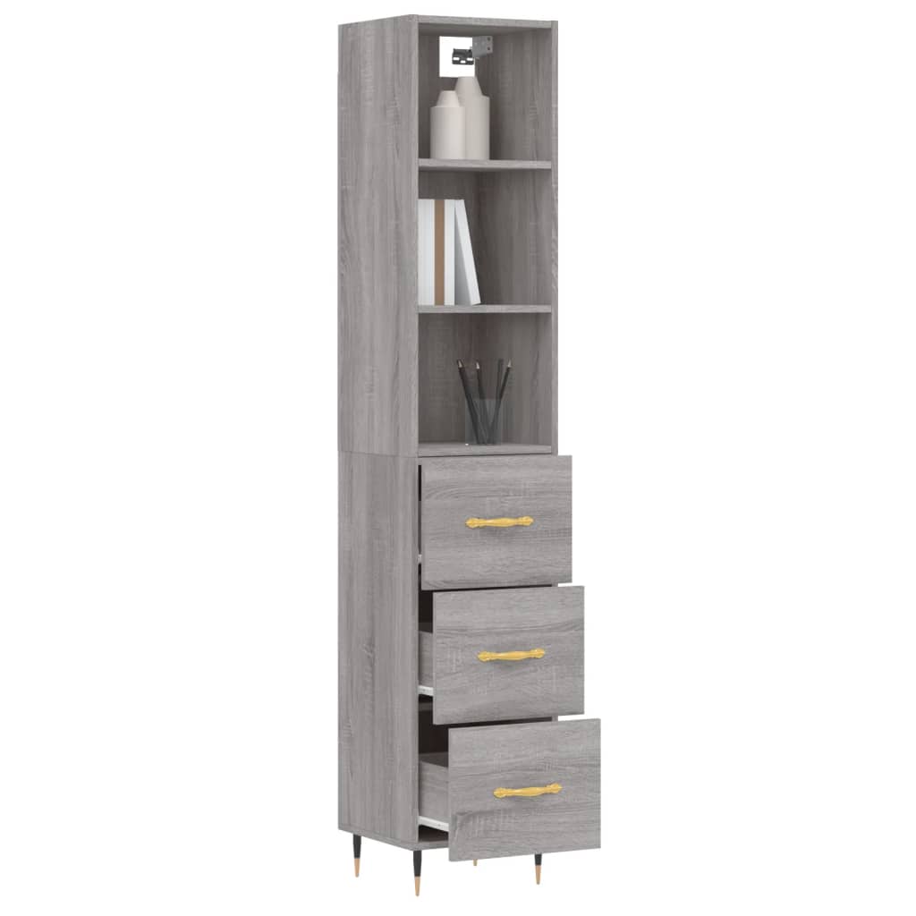 Credenza Grigio Sonoma 34,5x34x180 cm in Legno Multistratocod mxl 101772