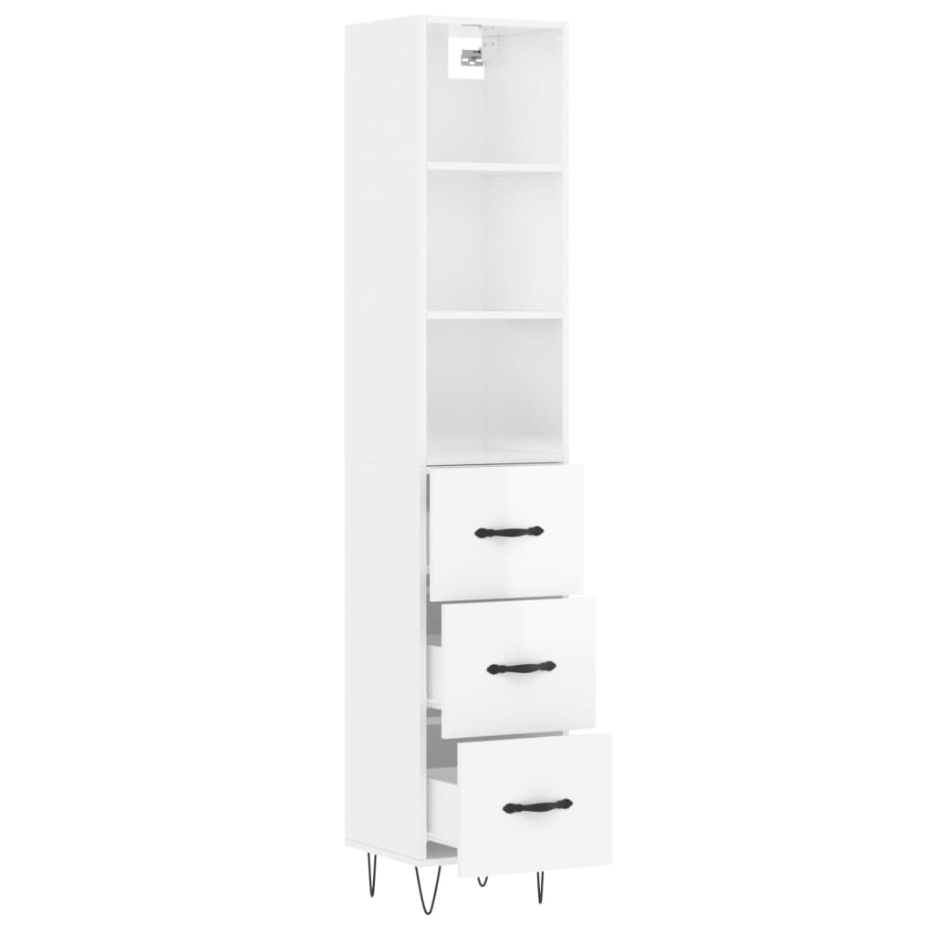 Credenza 34,5x34x180 cm in Legno Multistrato Bianco Lucido 3189695