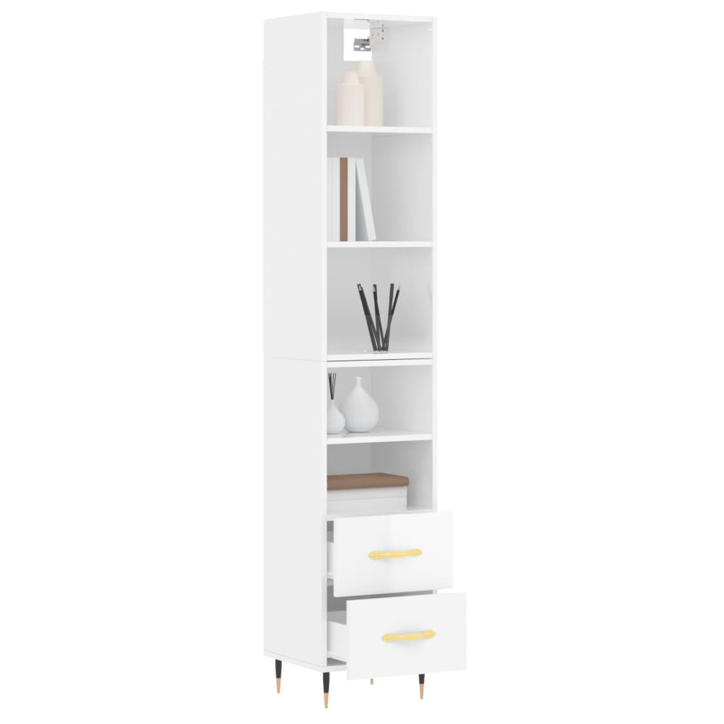 Credenza 34,5x34x180 cm in Legno Multistrato Bianco Lucido 3189743