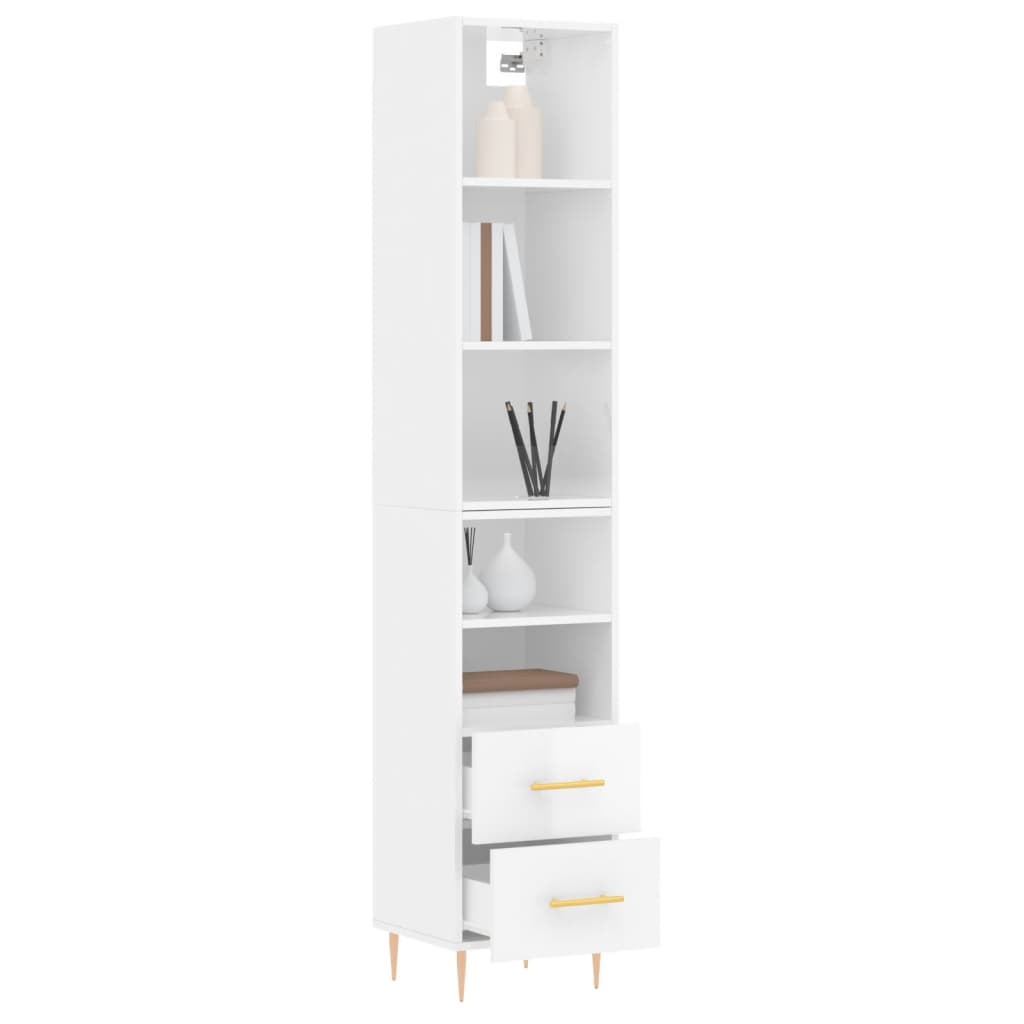 Credenza 34,5x34x180 cm in Legno Multistrato Bianco Lucido 3189751