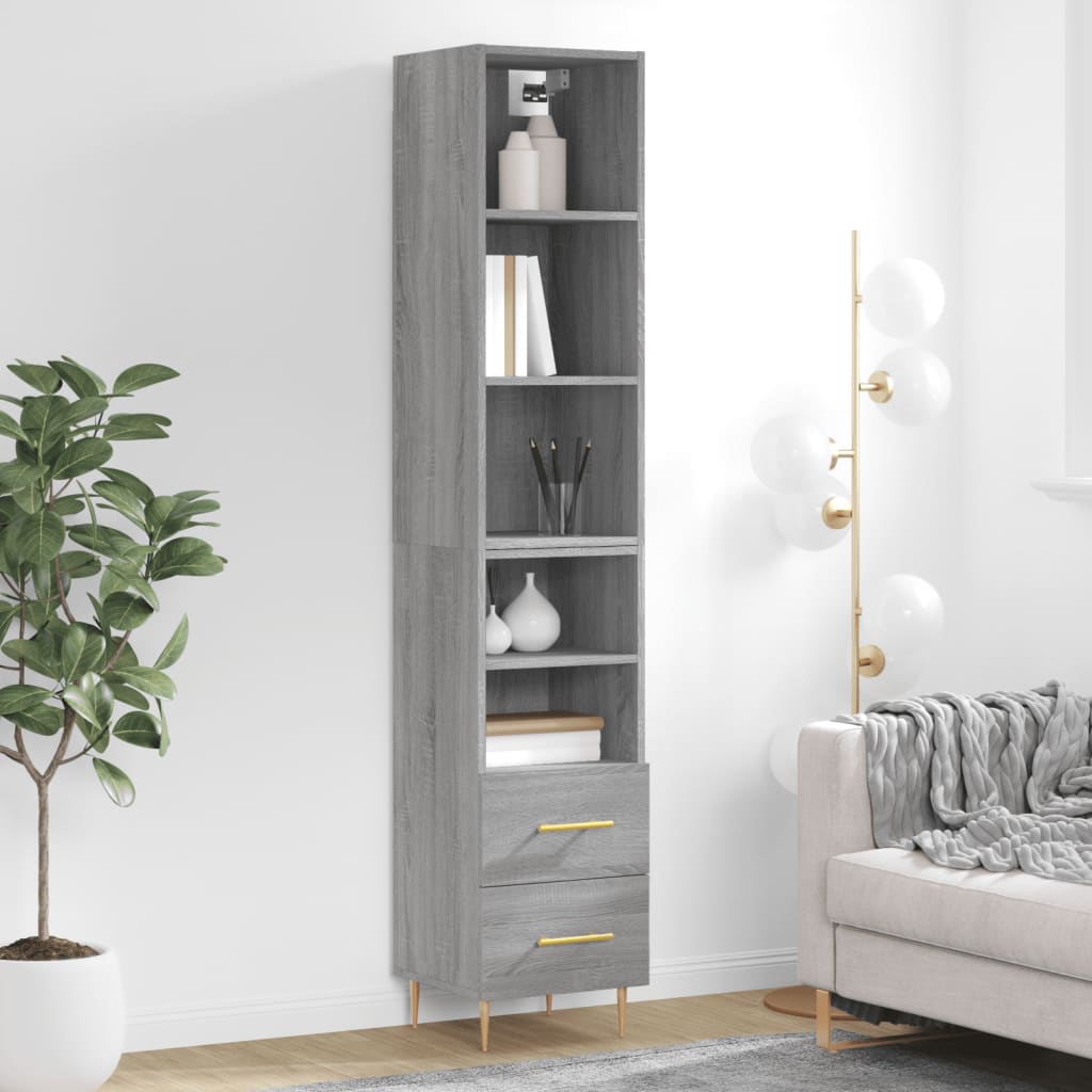 Credenza Grigio Sonoma 34,5x34x180 cm in Legno Multistratocod mxl 130560