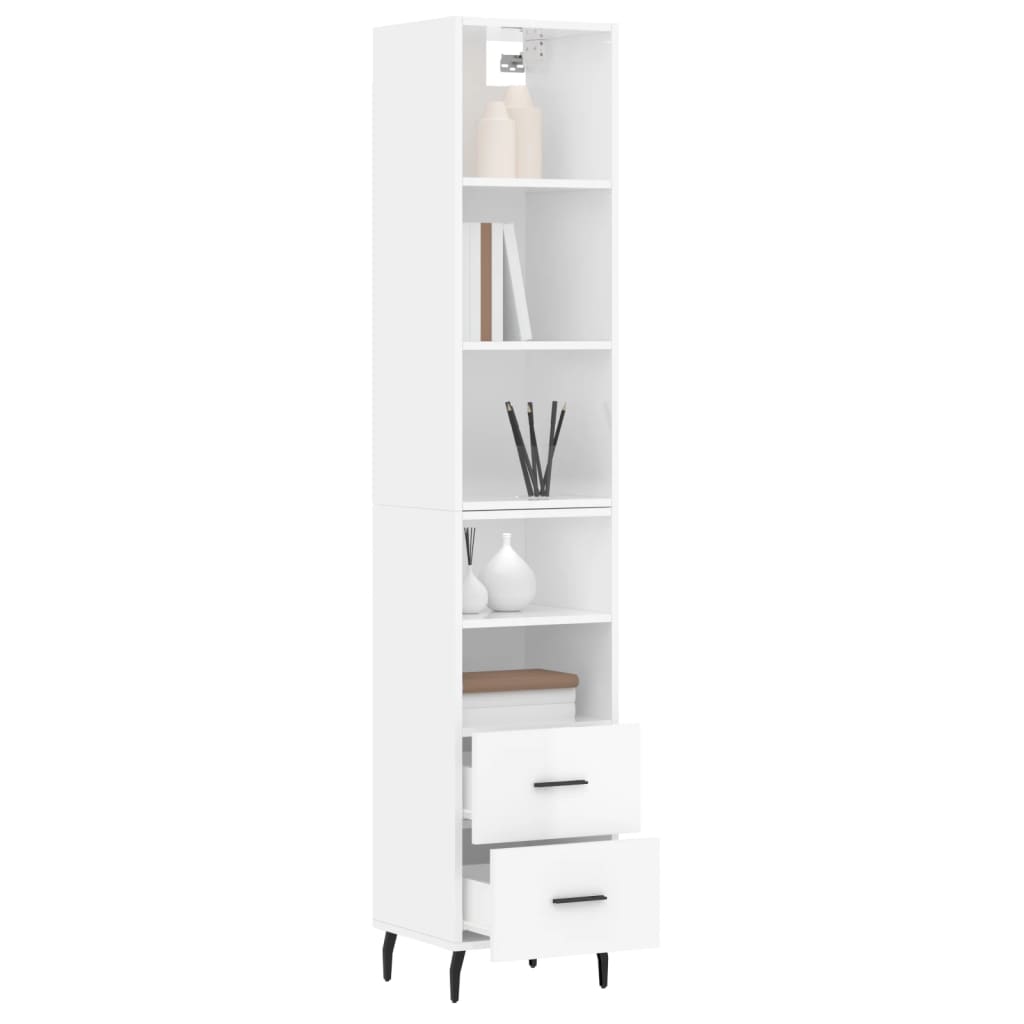 Credenza 34,5x34x180 cm in Legno Multistrato Bianco Lucido 3189783