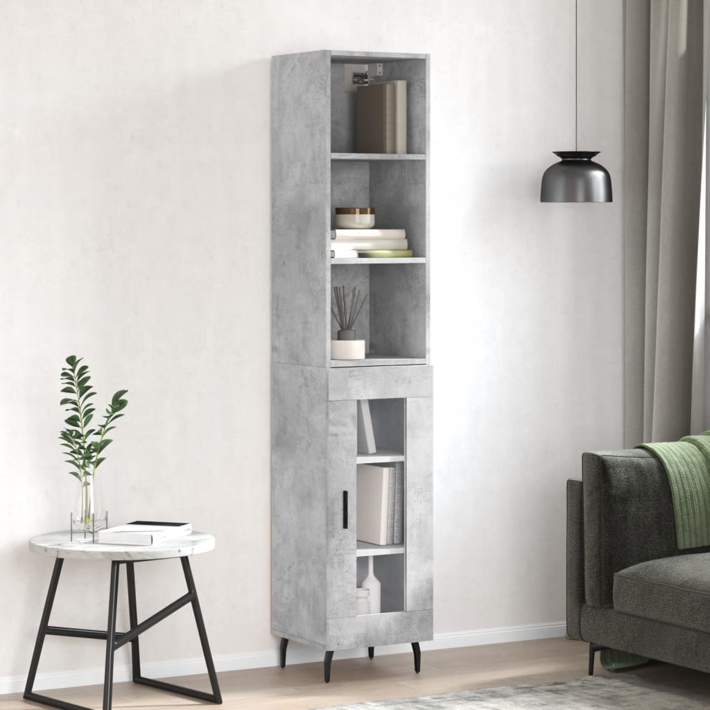 Credenza Grigio Cemento 34,5x34x180 cm in Legno Multistrato 3189913