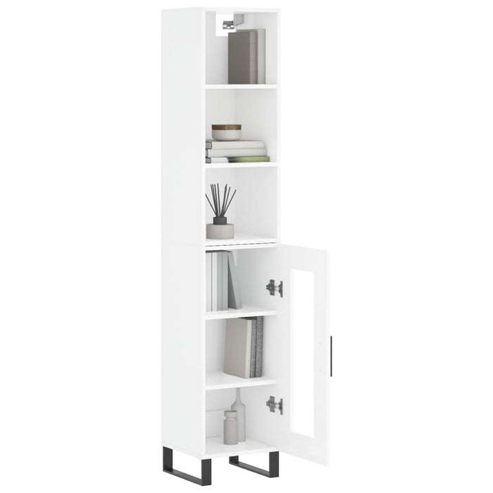 Credenza 34,5x34x180 cm in Legno Multistrato Bianco Lucidocod mxl 77845