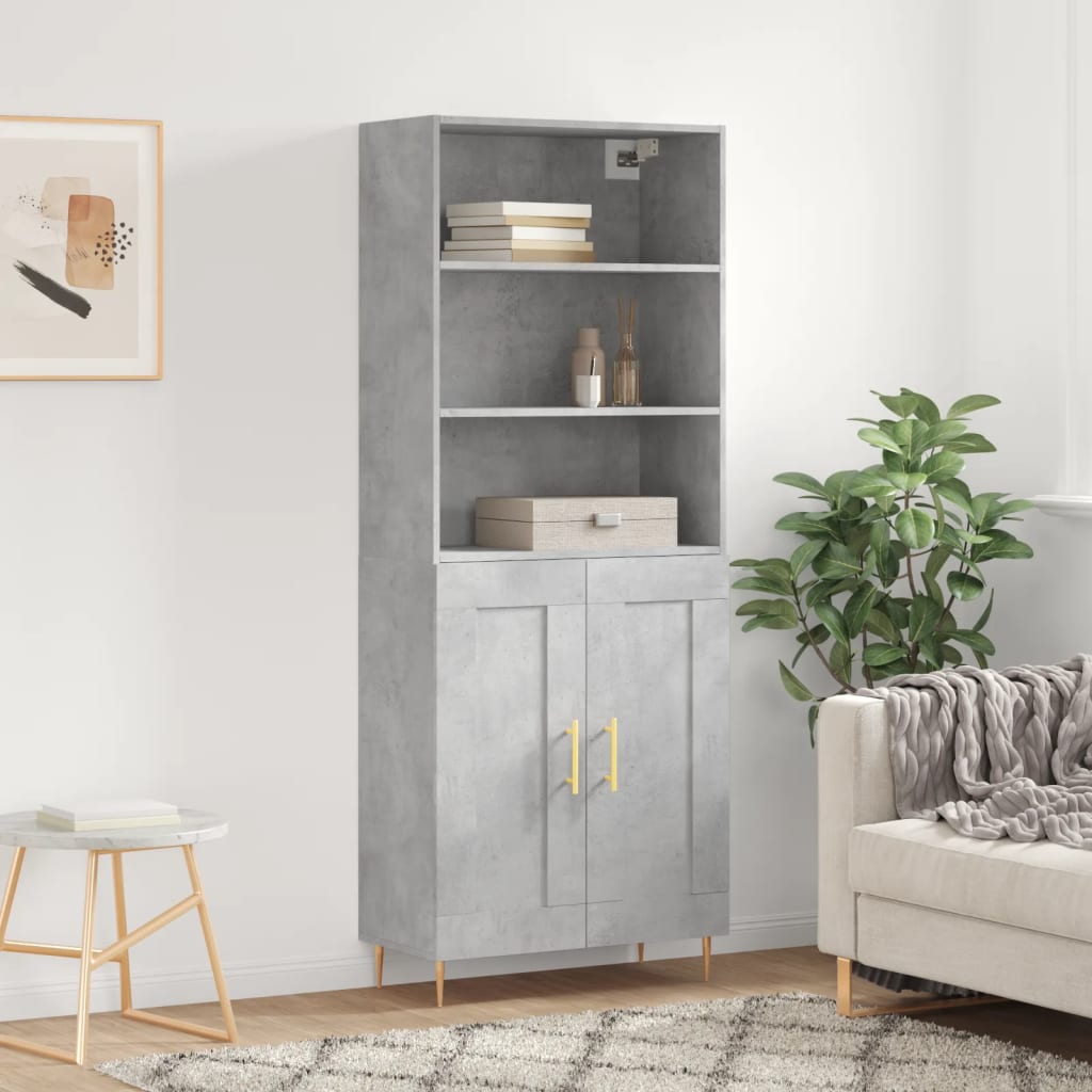 Credenza Grigio Cemento 69,5x34x180 cm in Legno Multistratocod mxl 101548