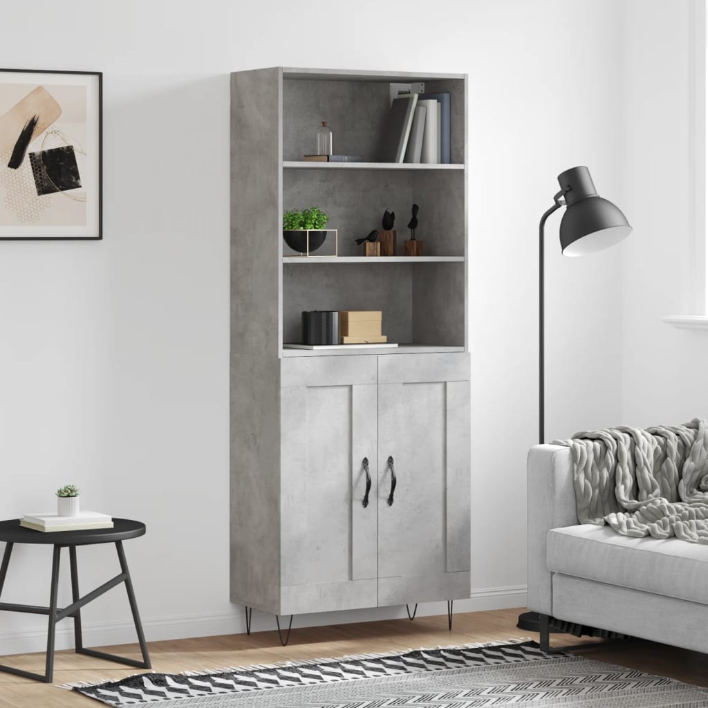 Credenza Grigio Cemento 69,5x34x180 cm in Legno Multistrato 3189953