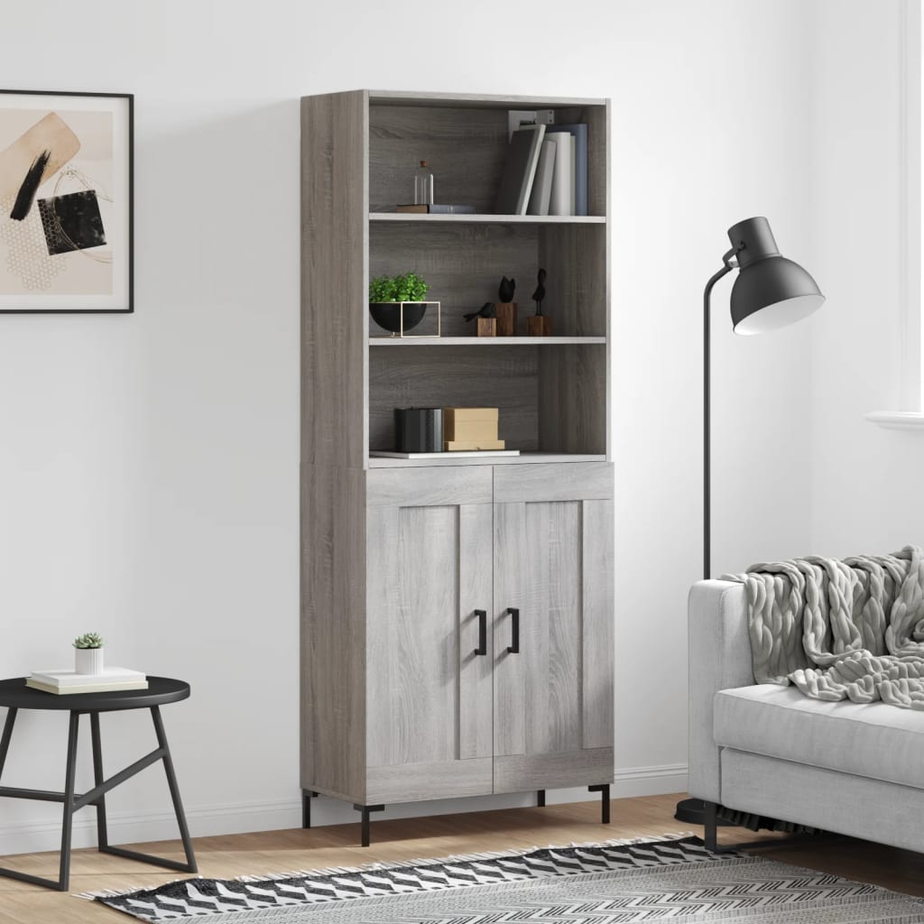 Credenza Grigio Sonoma 69,5x34x180 cm in Legno Multistrato 3189963