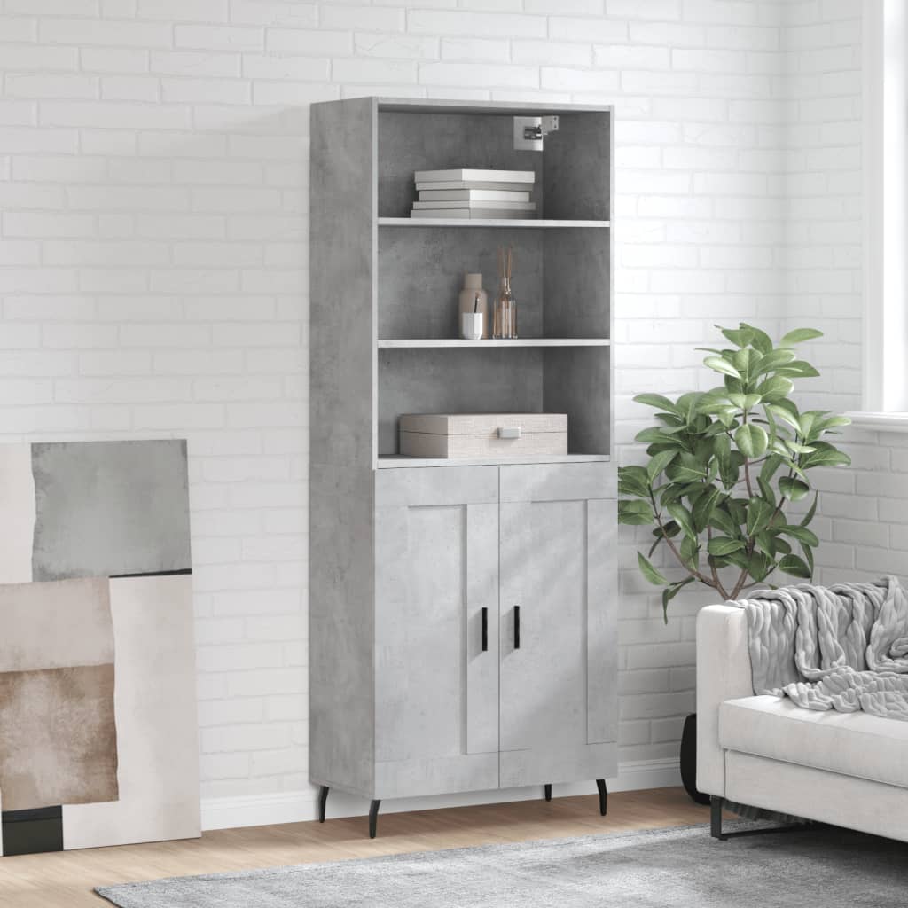 Credenza Grigio Cemento 69,5x34x180 cm in Legno Multistratocod mxl 125514