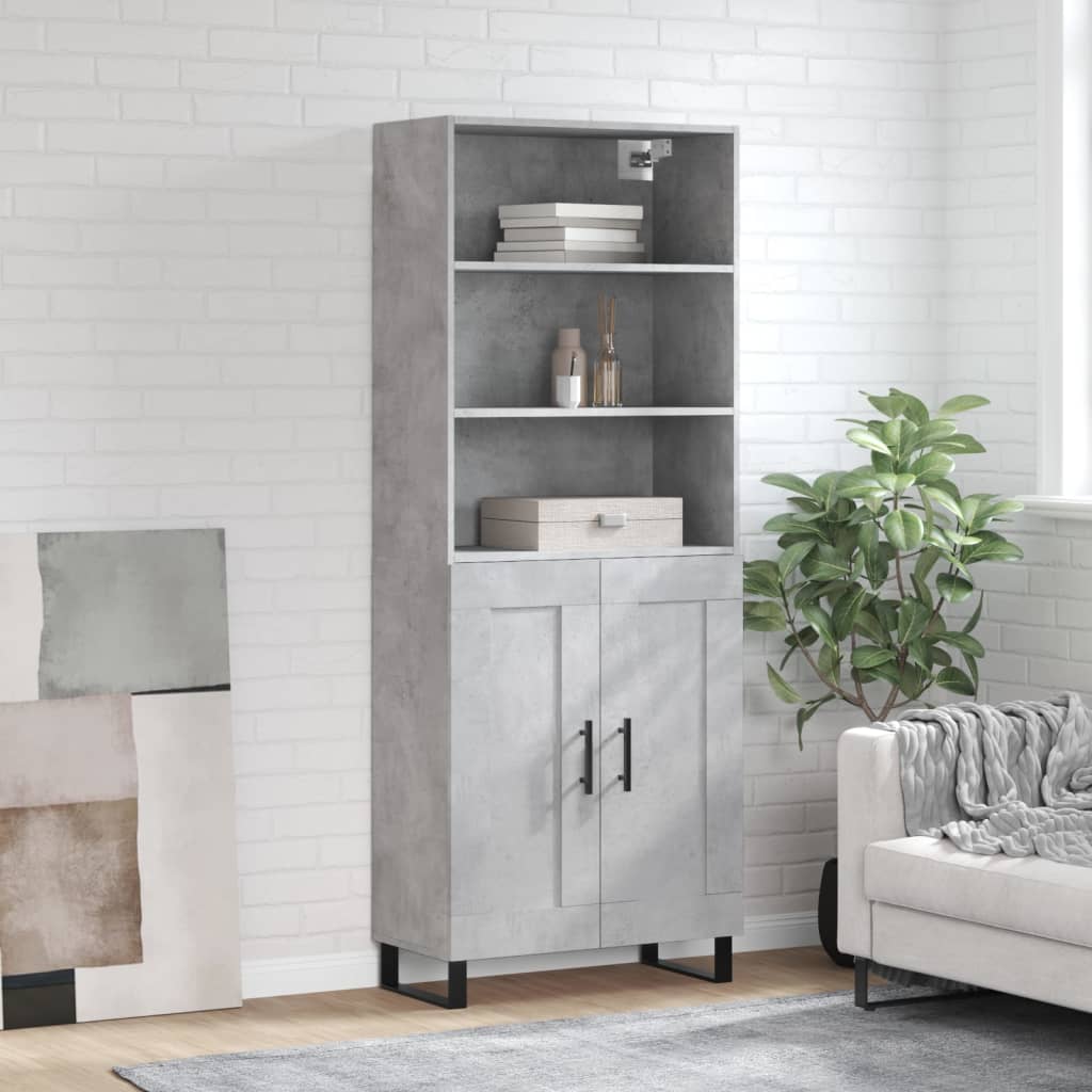 Credenza Grigio Cemento 69,5x34x180 cm in Legno Multistrato 3189985