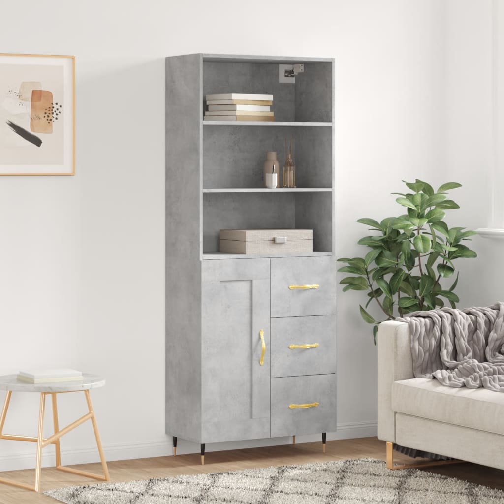 Credenza Grigio Cemento 69,5x34x180 cm in Legno Multistrato 3190001