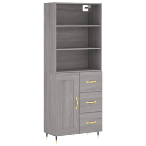 Credenza Grigio Sonoma 69,5x34x180 cm in Legno Multistrato 3190003